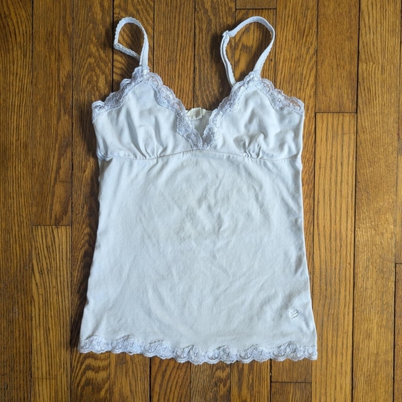 2000's Y2k Aerie White Lace Trim Cami Top - Picture 1 of 5